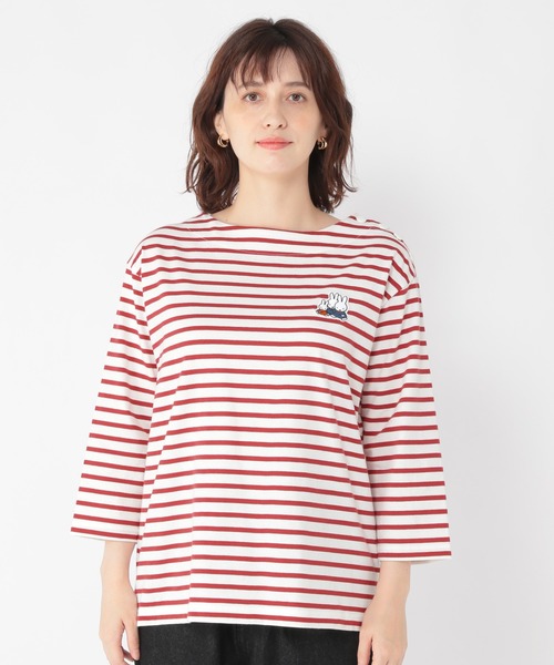 studio CLIP（スタディオクリップ）の「巾着付き肩ボタンボーダープルオーバー〔Dick Brunaコラボ〕（Tシャツ/カットソー・レディース・レッド/ブルー/ベージュ・FREE）」の15枚目の写真