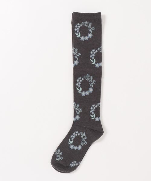 Samansa Mos2(サマンサ モスモス)の「リース柄ハイソックス(ソックス/靴下・レディース・ベージュ/オレンジ/チャコール・フリ-)」の2枚目の写真