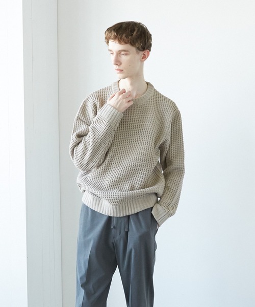 TONE SELECT WEAR(トーンセレクトウェア)の「【TONE MEN'S】畦編みニット(RE)(ニット/セーター・メンズ・ピンク/ブラック/チャコールグレー/ホワイト/ベージュ/ネイビー・MEDIUM/LARGE)」の4枚目の写真