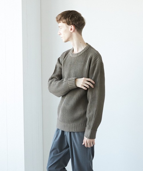 TONE SELECT WEAR(トーンセレクトウェア)の「【TONE MEN'S】畦編みニット(RE)(ニット/セーター・メンズ・ピンク/ブラック/チャコールグレー/ホワイト/ベージュ/ネイビー・MEDIUM/LARGE)」の3枚目の写真