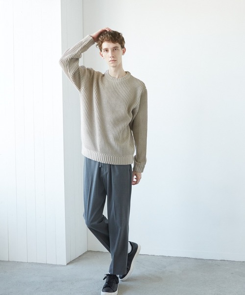 TONE SELECT WEAR(トーンセレクトウェア)の「【TONE MEN'S】畦編みニット(RE)(ニット/セーター・メンズ・ピンク/ブラック/チャコールグレー/ホワイト/ベージュ/ネイビー・MEDIUM/LARGE)」の7枚目の写真