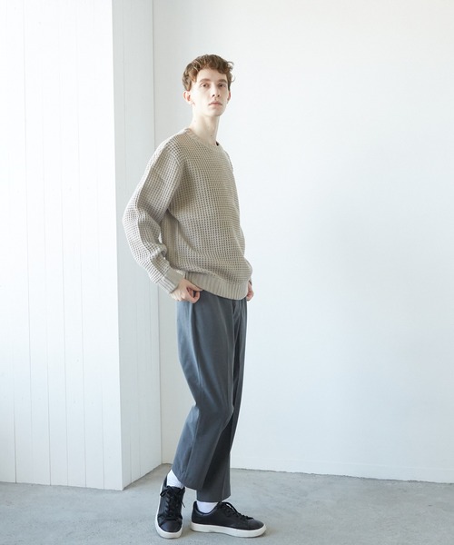 TONE SELECT WEAR(トーンセレクトウェア)の「【TONE MEN'S】畦編みニット(RE)(ニット/セーター・メンズ・ピンク/ブラック/チャコールグレー/ホワイト/ベージュ/ネイビー・MEDIUM/LARGE)」の8枚目の写真