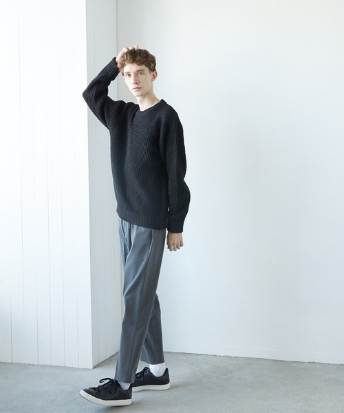 TONE SELECT WEAR(トーンセレクトウェア)の「【TONE MEN'S】畦編みニット(RE)(ニット/セーター・メンズ・ピンク/ブラック/チャコールグレー/ホワイト/ベージュ/ネイビー・MEDIUM/LARGE)」の13枚目の写真