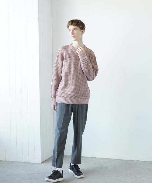 TONE SELECT WEAR(トーンセレクトウェア)の「【TONE MEN'S】畦編みニット(RE)(ニット/セーター・メンズ・ピンク/ブラック/チャコールグレー/ホワイト/ベージュ/ネイビー・MEDIUM/LARGE)」の16枚目の写真