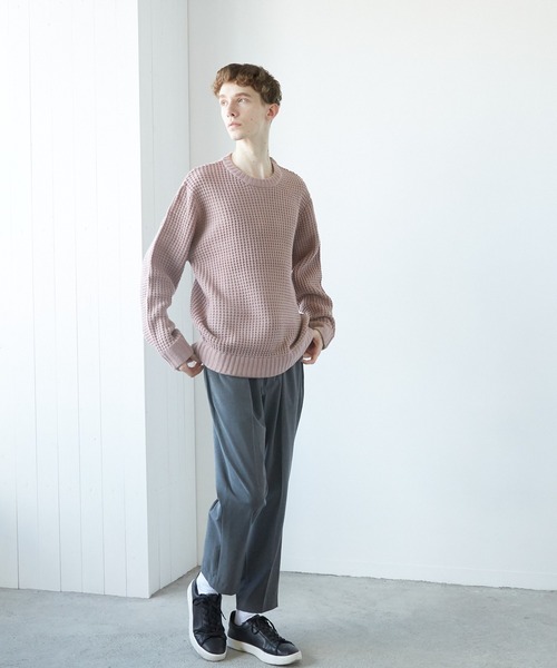 TONE SELECT WEAR(トーンセレクトウェア)の「【TONE MEN'S】畦編みニット(RE)(ニット/セーター・メンズ・ピンク/ブラック/チャコールグレー/ホワイト/ベージュ/ネイビー・MEDIUM/LARGE)」の17枚目の写真
