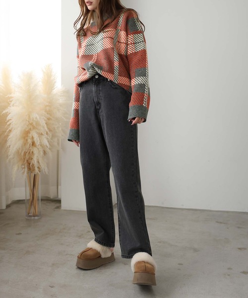 Girly Doll（ガーリードール）の「ジャガードチェックセーター（ニット/セーター・レディース・グレー/オレンジ/オレンジ系その他/グレー系その他・F）」の17枚目の写真