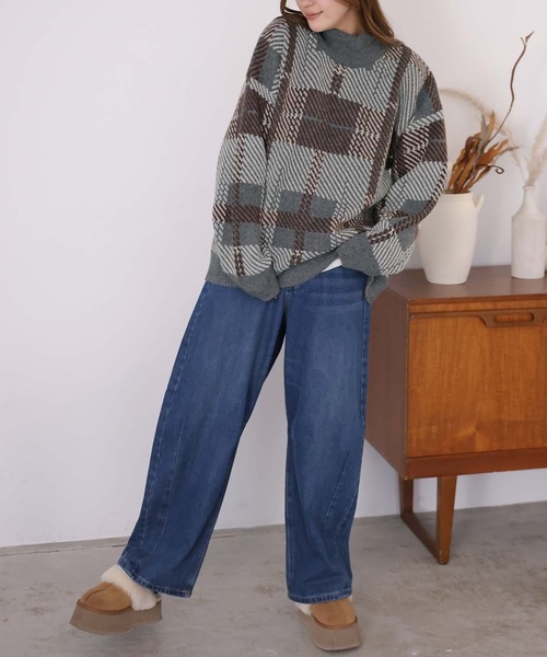 Girly Doll（ガーリードール）の「ジャガードチェックセーター（ニット/セーター・レディース・グレー/オレンジ/オレンジ系その他/グレー系その他・F）」の18枚目の写真