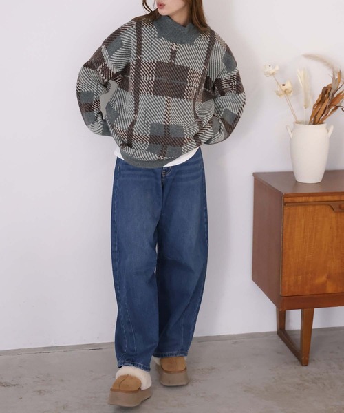 Girly Doll（ガーリードール）の「ジャガードチェックセーター（ニット/セーター・レディース・グレー/オレンジ/オレンジ系その他/グレー系その他・F）」の19枚目の写真