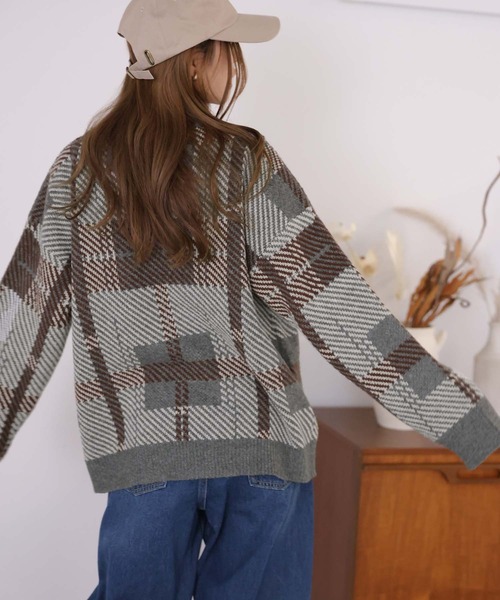 新品未使用　エムズグレイシー　チェリー　ジャガード　ニット　半袖　L 総柄 CLEL】Loose Floral Jacquard Shaggy Knit/ルーズ花柄ジャガード