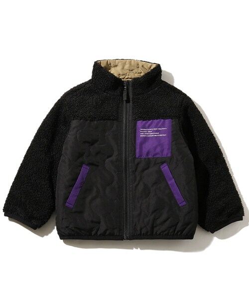 THE SHOP TK （ザ ショップ ティーケー ）の「◆【140cmまで】リバーシブル星柄ボアブルゾン（ブルゾン・キッズ・ブラック/カーキ/ベージュ系4/ブルー系4・11/12/10/14/13）」の2枚目の写真