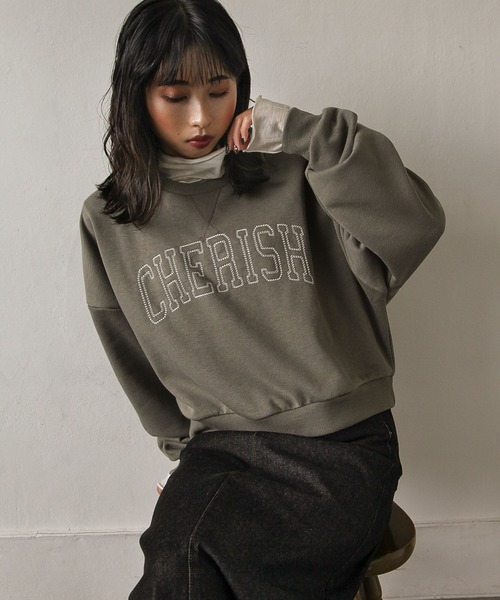 Chillfar(チルファー)の「裏起毛カラーロゴステッチスウェット(スウェット・レディース・オートミール/チャコール/アイボリー/ブルー/カーキ/ベージュ/ブラウン/ブラック・MEDIUM/LARGE)」の7枚目の写真