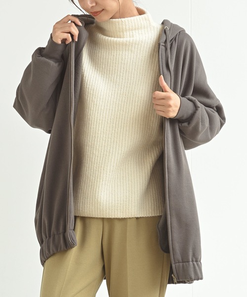 rps(アールピーエス)の「裏起毛ワイドジップパーカー(パーカー・レディース・モカ/グレー/ブラック/ブルー・M)」の4枚目の写真