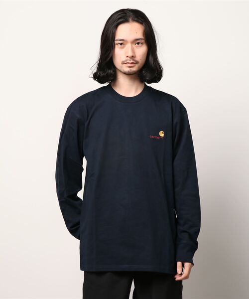Carhartt WIP（カーハートダブリューアイピー）の「L/S AMERICAN SCRIPT T-SHIRT（Tシャツ/カットソー・メンズ・ホワイト/ダークネイビー/アッシュグレー/ブラック/ダークグリーン/ワインレッド・MEDIUM/LARGE/SMALL/X-LARGE/X-SMALL/XX-LARGE）」の5枚目の写真