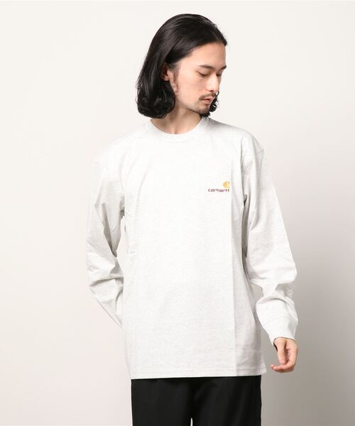 Carhartt WIP（カーハートダブリューアイピー）の「L/S AMERICAN SCRIPT T-SHIRT（Tシャツ/カットソー・メンズ・ホワイト/ダークネイビー/アッシュグレー/ブラック/ダークグリーン/ワインレッド・MEDIUM/LARGE/SMALL/X-LARGE/X-SMALL/XX-LARGE）」の3枚目の写真