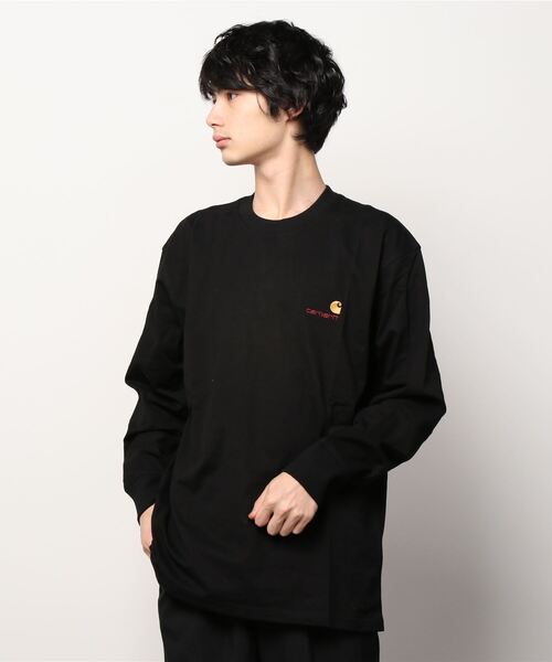 Carhartt WIP（カーハートダブリューアイピー）の「L/S AMERICAN SCRIPT T-SHIRT（Tシャツ/カットソー・メンズ・ホワイト/ダークネイビー/アッシュグレー/ブラック/ダークグリーン/ワインレッド・MEDIUM/LARGE/SMALL/X-LARGE/X-SMALL/XX-LARGE）」の2枚目の写真