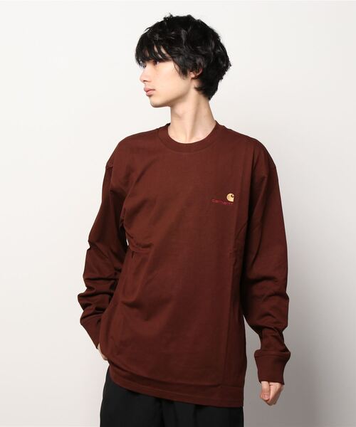 Carhartt WIP（カーハートダブリューアイピー）の「L/S AMERICAN SCRIPT T-SHIRT（Tシャツ/カットソー・メンズ・ホワイト/ダークネイビー/アッシュグレー/ブラック/ダークグリーン/ワインレッド・MEDIUM/LARGE/SMALL/X-LARGE/X-SMALL/XX-LARGE）」の6枚目の写真