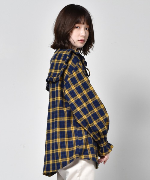 RETRO GIRL(レトロガール)の「フリル襟チェックブラウス(シャツ/ブラウス・レディース・ブルー系その他/イエロー系その他/レッド系その他・FREE)」の13枚目の写真