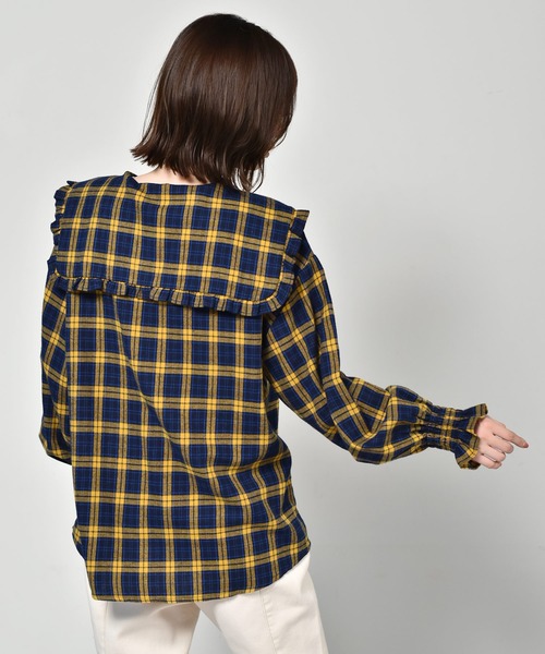 RETRO GIRL（レトロガール）の「フリル襟チェックブラウス（シャツ