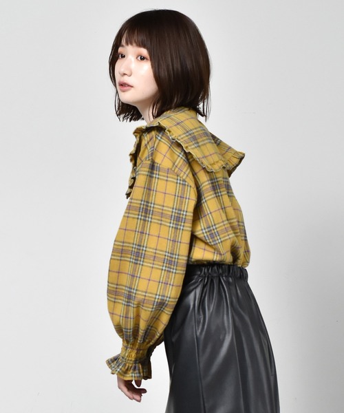 RETRO GIRL(レトロガール)の「フリル襟チェックブラウス(シャツ/ブラウス・レディース・ブルー系その他/イエロー系その他/レッド系その他・FREE)」の9枚目の写真