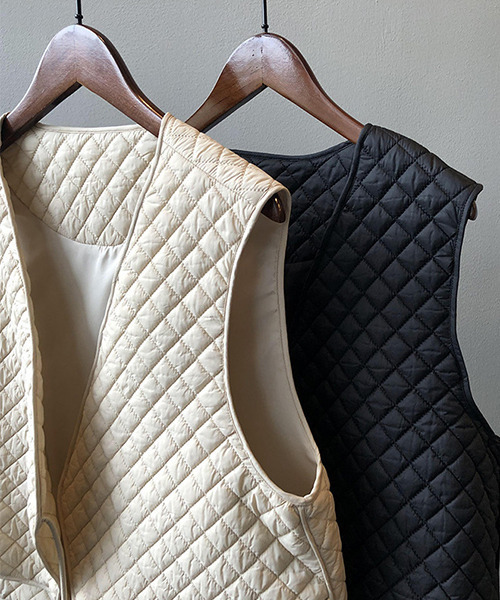 c.u.l（シーユーエル）の「【c.u.l:w】アシンメトリーキルティングコットンベスト culw130（ベスト・レディース・ブラック/アイボリー・M/L）」の15枚目の写真