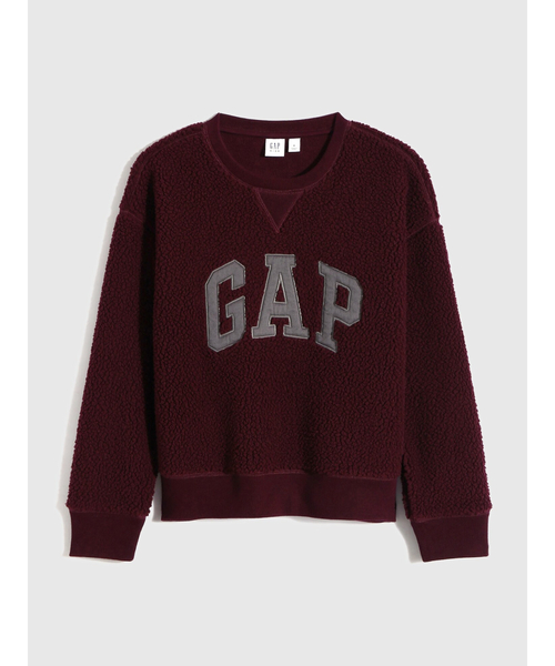 GAP（ギャップ）の「テディ シェルパ Gapロゴ クルーネックセーター (キッズ)（スウェット・キッズ・ワイン/ベージュ/ネイビー・S/M/L/XL/XXL）」の8枚目の写真