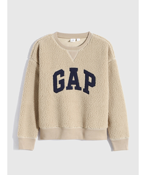 GAP（ギャップ）の「テディ シェルパ Gapロゴ クルーネックセーター (キッズ)（スウェット・キッズ・ワイン/ベージュ/ネイビー・S/M/L/XL/XXL）」の7枚目の写真