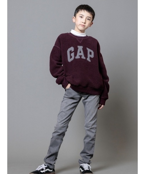 GAP（ギャップ）の「テディ シェルパ Gapロゴ クルーネックセーター (キッズ)（スウェット・キッズ・ワイン/ベージュ/ネイビー・S/M/L/XL/XXL）」の6枚目の写真