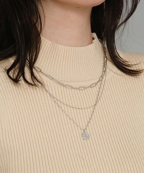 COLOR TOKYO ACCESSORIES（カラートウキョウアクセサリー）の「スクエアチェーン３連コインネックレス（ネックレス・レディース・シルバー/ゴールド・FREE）」の5枚目の写真