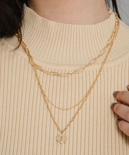 COLOR TOKYO ACCESSORIES（カラートウキョウアクセサリー）の「スクエアチェーン３連コインネックレス（ネックレス・レディース・シルバー/ゴールド・FREE）」の8枚目の写真