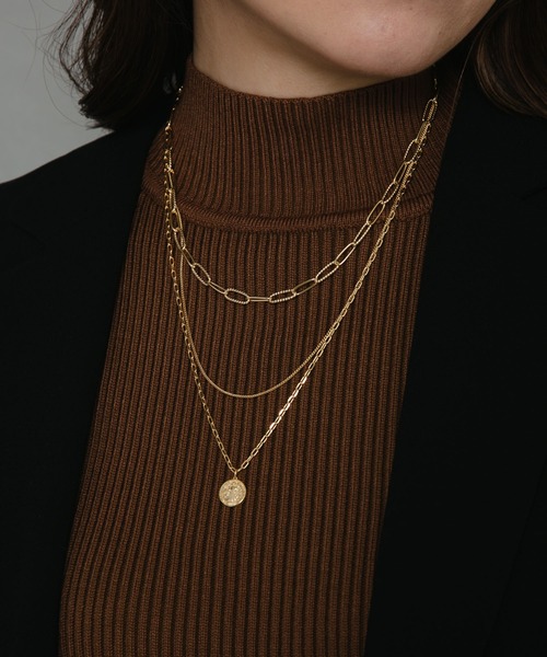 COLOR TOKYO ACCESSORIES（カラートウキョウアクセサリー）の「スクエアチェーン３連コインネックレス（ネックレス・レディース・シルバー/ゴールド・FREE）」の10枚目の写真