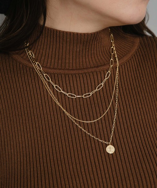COLOR TOKYO ACCESSORIES（カラートウキョウアクセサリー）の「スクエアチェーン３連コインネックレス（ネックレス・レディース・シルバー/ゴールド・FREE）」の12枚目の写真