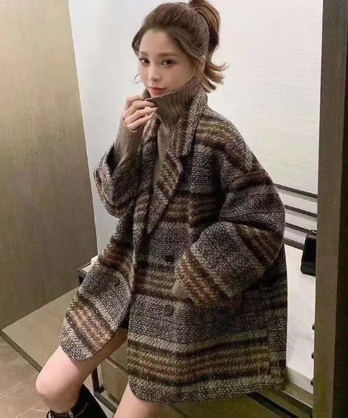 sakishimatokyo（サキシマトーキョー）の「チェックオーバージャケット（テーラードジャケット・レディース・ベージュ/ネイビー/ブラウン/ピンク・FREE）」の11枚目の写真