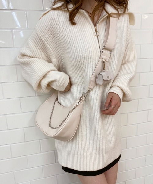 one after another NICE CLAUP（ワンアフターアナザーナイスクラップ）の「ミニポーチ付２Wayショルダーバック（ショルダーバッグ・レディース・ホワイト/ブラック・FREE）」の11枚目の写真