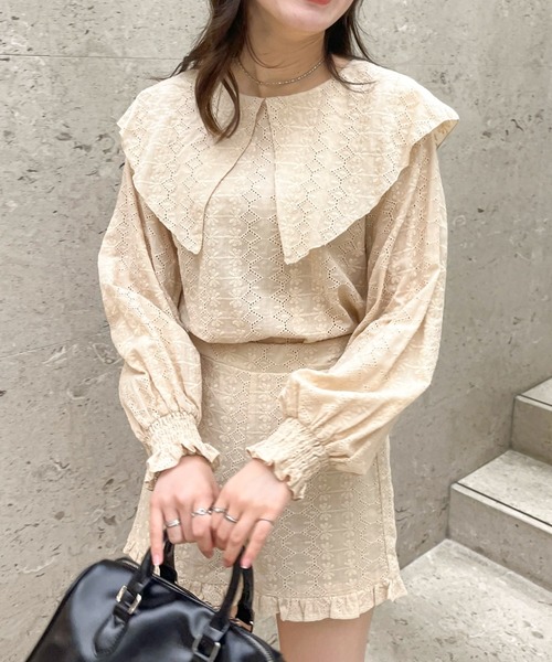 EPIMI E'PIMMY(エピミエピミー)の「〈Set upにも〉ビックカラーコットンレースブラウス(シャツ/ブラウス・レディース・オフホワイト/ベージュ/ブラック・MEDIUM)」の3枚目の写真