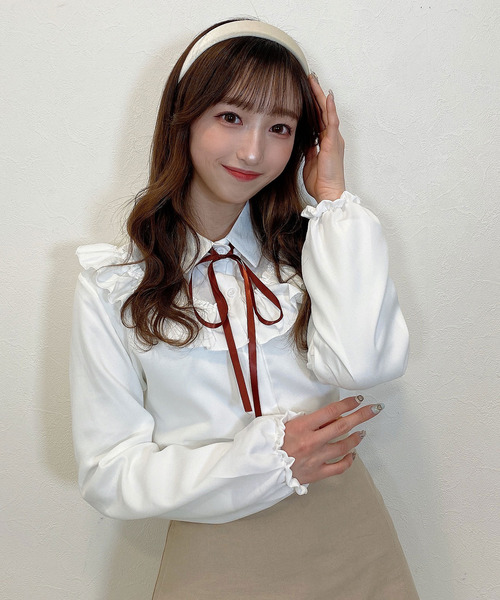 titty＆Co. PETIT（ティティアンドコープティ）の「【titty&Co.PETIT】デコルテフリルリボンタイブラウス（シャツ/ブラウス・レディース・ホワイト/ピンク/ブルー・FREE）」の16枚目の写真