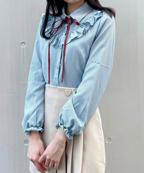 titty＆Co. PETIT（ティティアンドコープティ）の「【titty&Co.PETIT】デコルテフリルリボンタイブラウス（シャツ/ブラウス・レディース・ホワイト/ピンク/ブルー・FREE）」の15枚目の写真