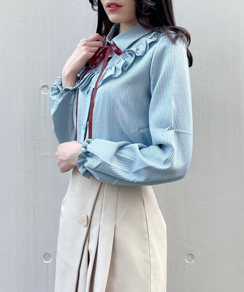 titty＆Co. PETIT（ティティアンドコープティ）の「【titty&Co.PETIT】デコルテフリルリボンタイブラウス（シャツ/ブラウス・レディース・ホワイト/ピンク/ブルー・FREE）」の13枚目の写真