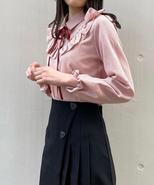 titty＆Co. PETIT（ティティアンドコープティ）の「【titty&Co.PETIT】デコルテフリルリボンタイブラウス（シャツ/ブラウス・レディース・ホワイト/ピンク/ブルー・FREE）」の11枚目の写真