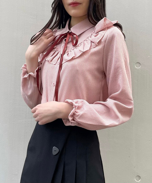 titty＆Co. PETIT（ティティアンドコープティ）の「【titty&Co.PETIT】デコルテフリルリボンタイブラウス（シャツ/ブラウス・レディース・ホワイト/ピンク/ブルー・FREE）」の10枚目の写真