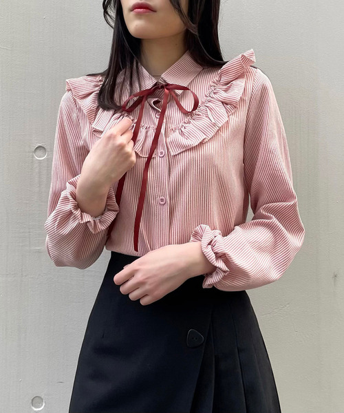 titty＆Co. PETIT（ティティアンドコープティ）の「【titty&Co.PETIT】デコルテフリルリボンタイブラウス（シャツ/ブラウス・レディース・ホワイト/ピンク/ブルー・FREE）」の7枚目の写真