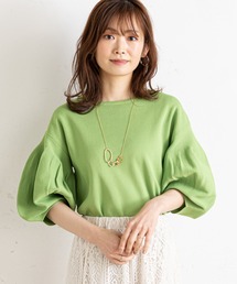 パフスリーブ5分袖ニット
