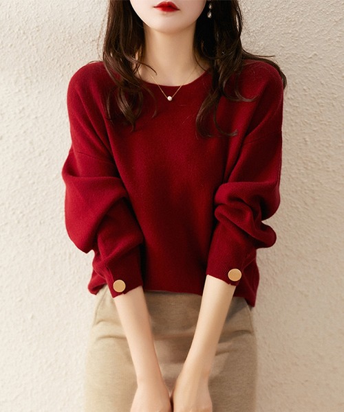 LOPASS(ロパス)の「ルーズ ニットトップス(ニット/セーター・レディース・ブラック/レッド・MEDIUM/LARGE)」の4枚目の写真