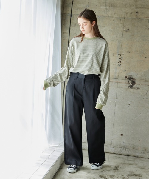 flaner(フラネ)の「Loose tuck pants/ルーズタックパンツ(チノパンツ・レディース・ブラック/オフホワイト/モカ・SMALL/MEDIUM/LARGE)」の18枚目の写真