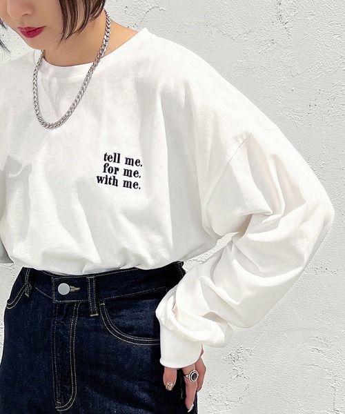 apres jour mignon(アプレジュールミニョン)の「アソートロゴロンT【ZOZOTOWN限定アイテム】(Tシャツ/カットソー・レディース・ベージュ系その他/ホワイト系その他/ホワイト系その他3/ホワイト系その他2/ナチュラル/ブラック/オフホワイト/その他・フリー/X-LARGE)」の4枚目の写真