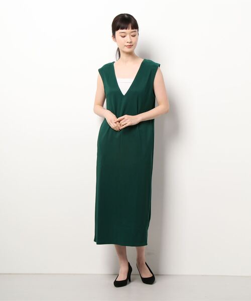 Lace Ladies(レースレディース)の「Vネックロングジャンパースカート(ジャンパースカート・レディース・ネイビー/アイボリー/モカ/ブラック/ダークグリーン・FREE)」の8枚目の写真