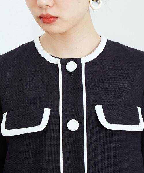 Tiara（ティアラ）の「バイカラージャケット（ノーカラー