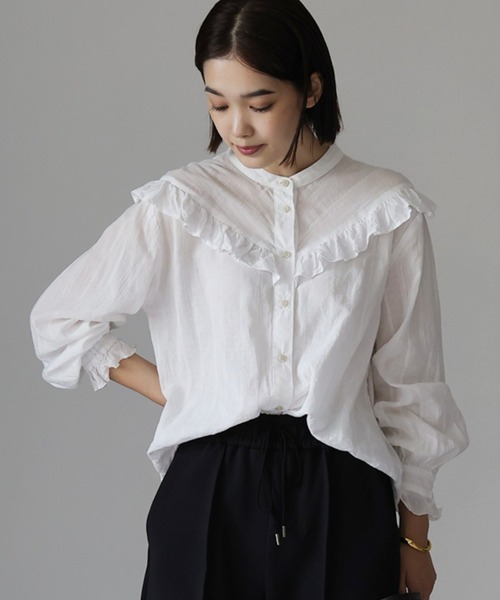 ショルダー Herencia ヘレンチア のシャツ ブラウス ショルダー フリル ブラウス H を購入できます Herencia シースルー ブラウス シャツ ブラウス シャツ ブラウス バンド Herencia ヘレンチア のファッション