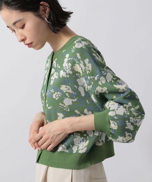 LOWRYS FARM(ローリーズファーム)の「ヴィンテージハナカーディガン8S 281171(カーディガン/ボレロ・レディース・ホワイト/ブラック/グリーン・FREE)」の3枚目の写真