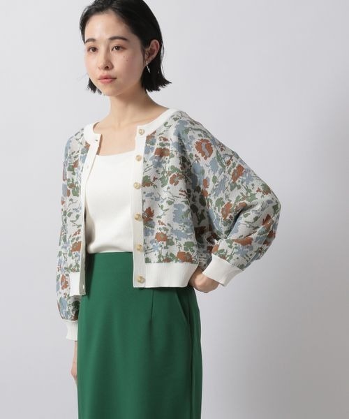 LOWRYS FARM(ローリーズファーム)の「ヴィンテージハナカーディガン8S 281171(カーディガン/ボレロ・レディース・ホワイト/ブラック/グリーン・FREE)」の4枚目の写真