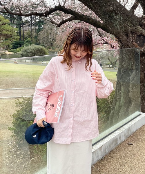 frunco(フランコ)の「ストライプレギュラーカラーシャツ(シャツ/ブラウス・レディース・ブルー/レッド/グリーン/パープル/ブラック/ネイビー・FREE)」の9枚目の写真